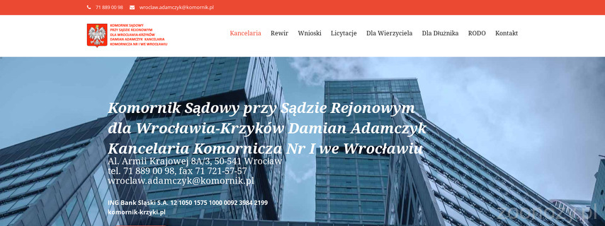 Komornik Sądowy przy Sądzie Rejonowym dla Wrocławia-Krzyków Damian Adamczyk